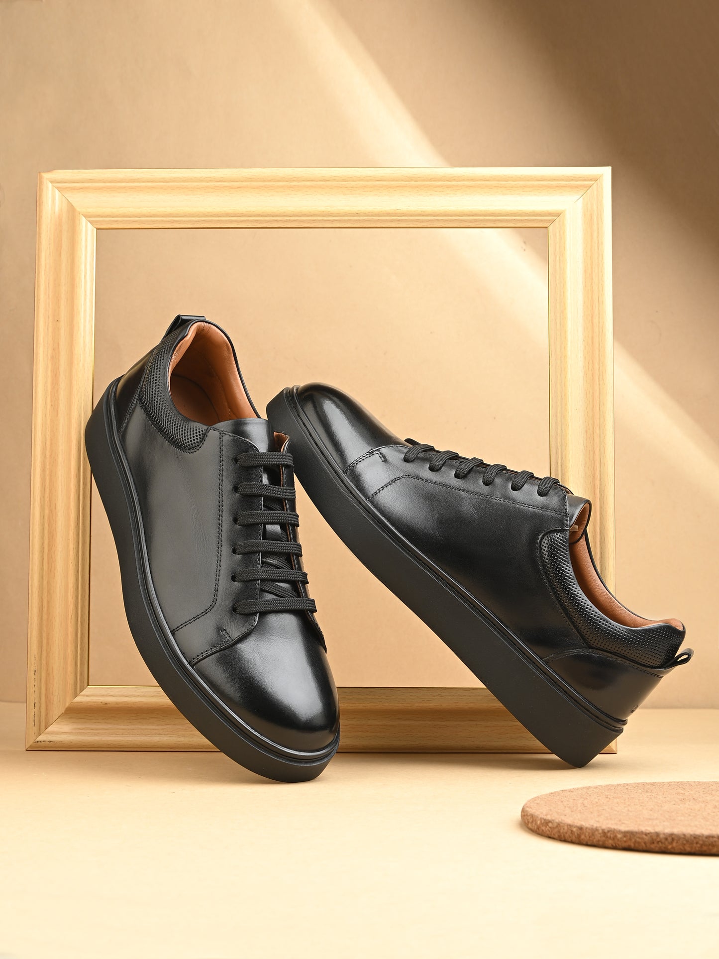Levancho Premium Leather Lace-Up Sneakers