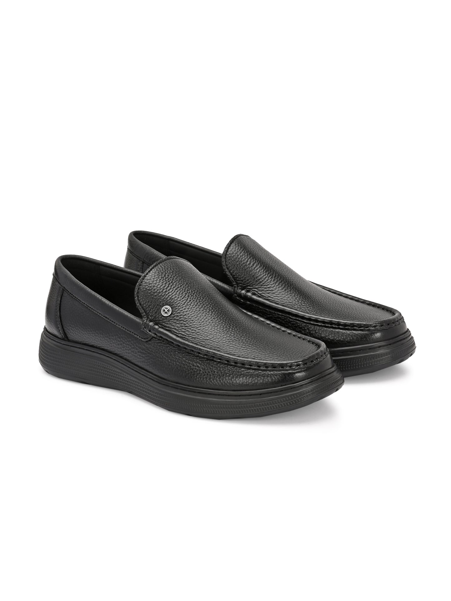 Levancho Premium Leather Black Comfort Shoes for Men's