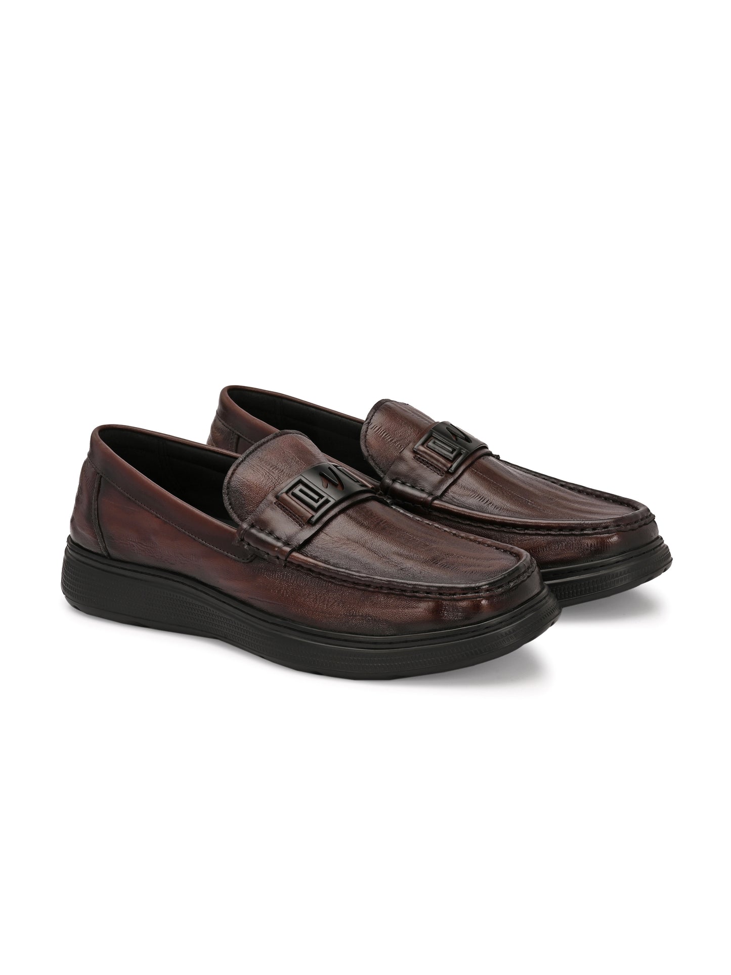 Levancho Premium Leather Brown Comfort Shoes for Men's