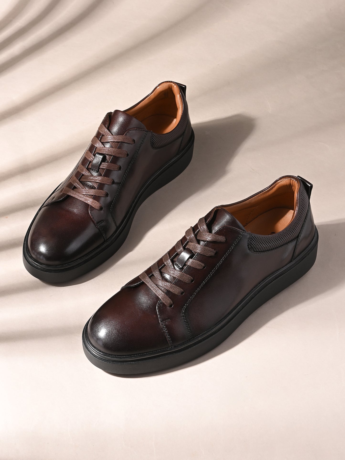 Levancho Premium Leather Lace-Up Sneakers