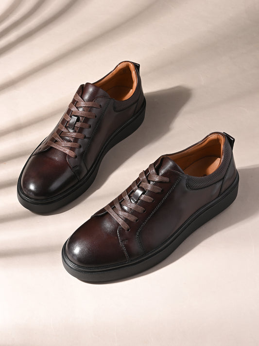 Levancho Premium Leather Lace-Up Sneakers