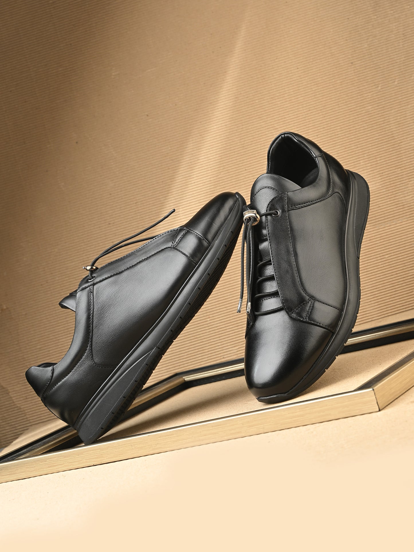 Levancho Premium Leather Casual Shoes for Men's