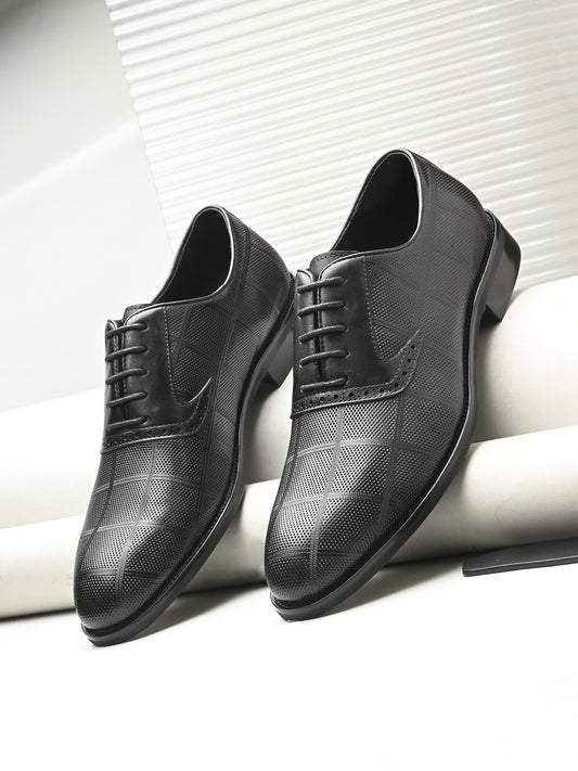 Levancho Premium Black Leather Partywear Shoes for Men's