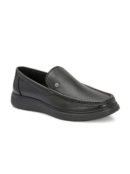 Levancho Premium Leather Black Comfort Shoes for Men's