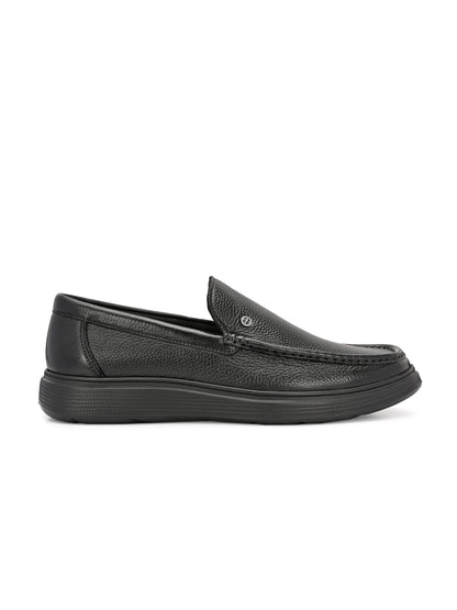 Levancho Premium Leather Black Comfort Shoes for Men's