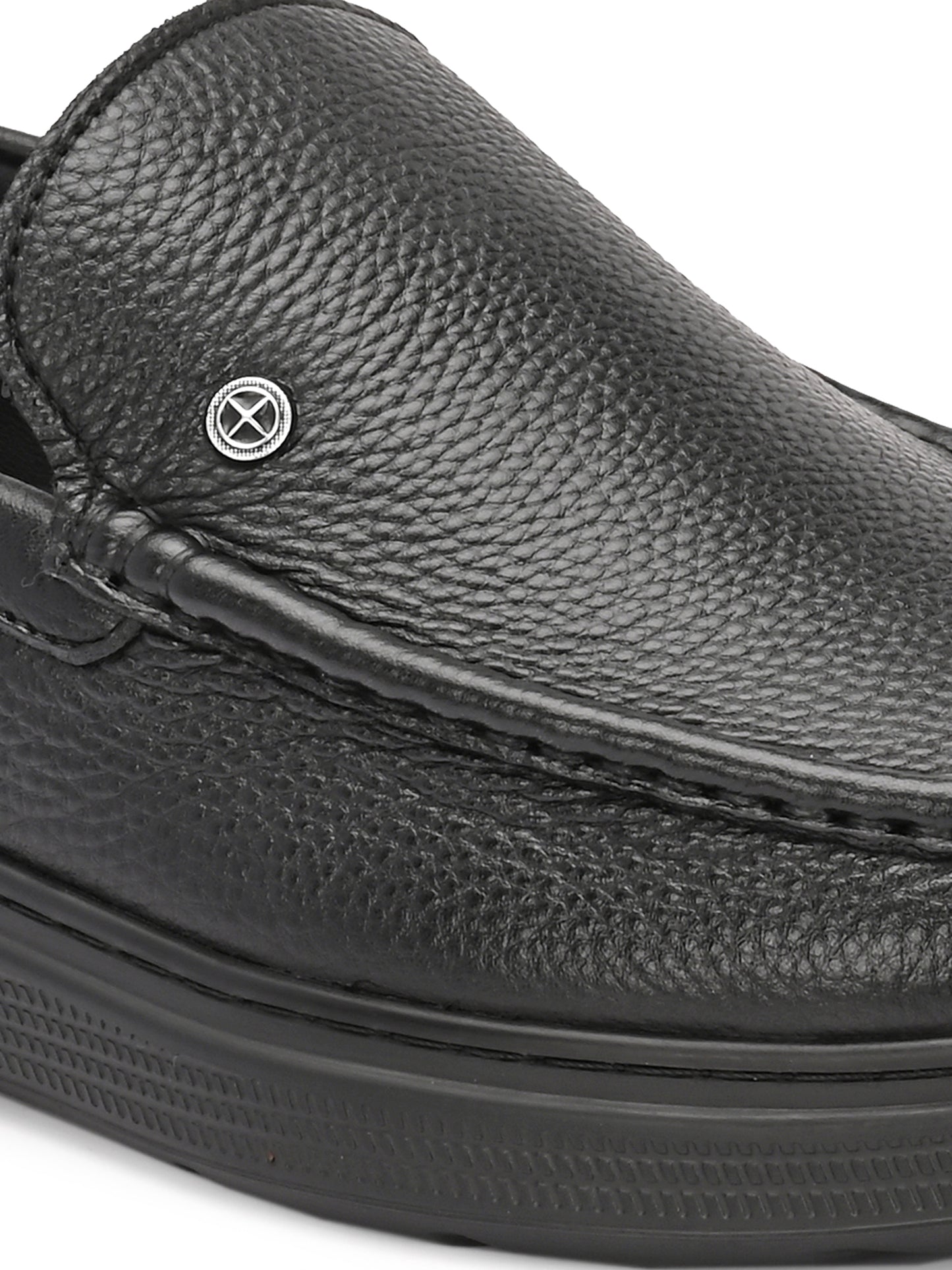Levancho Premium Leather Black Comfort Shoes for Men's
