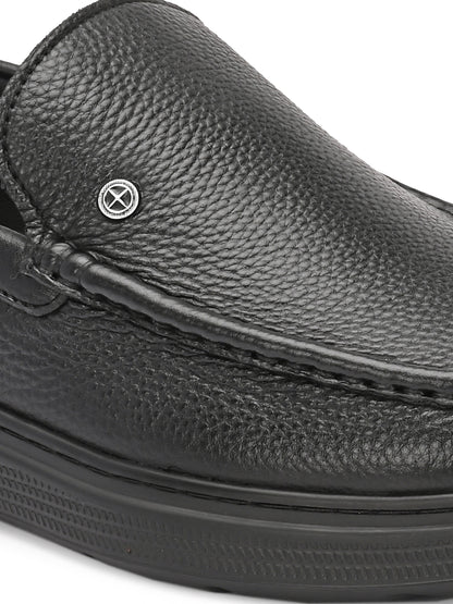 Levancho Premium Leather Black Comfort Shoes for Men's
