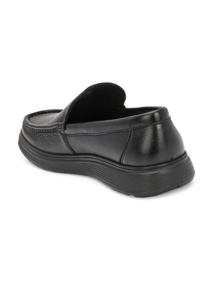 Levancho Premium Leather Black Comfort Shoes for Men's
