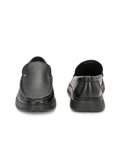 Levancho Premium Leather Black Comfort Shoes for Men's