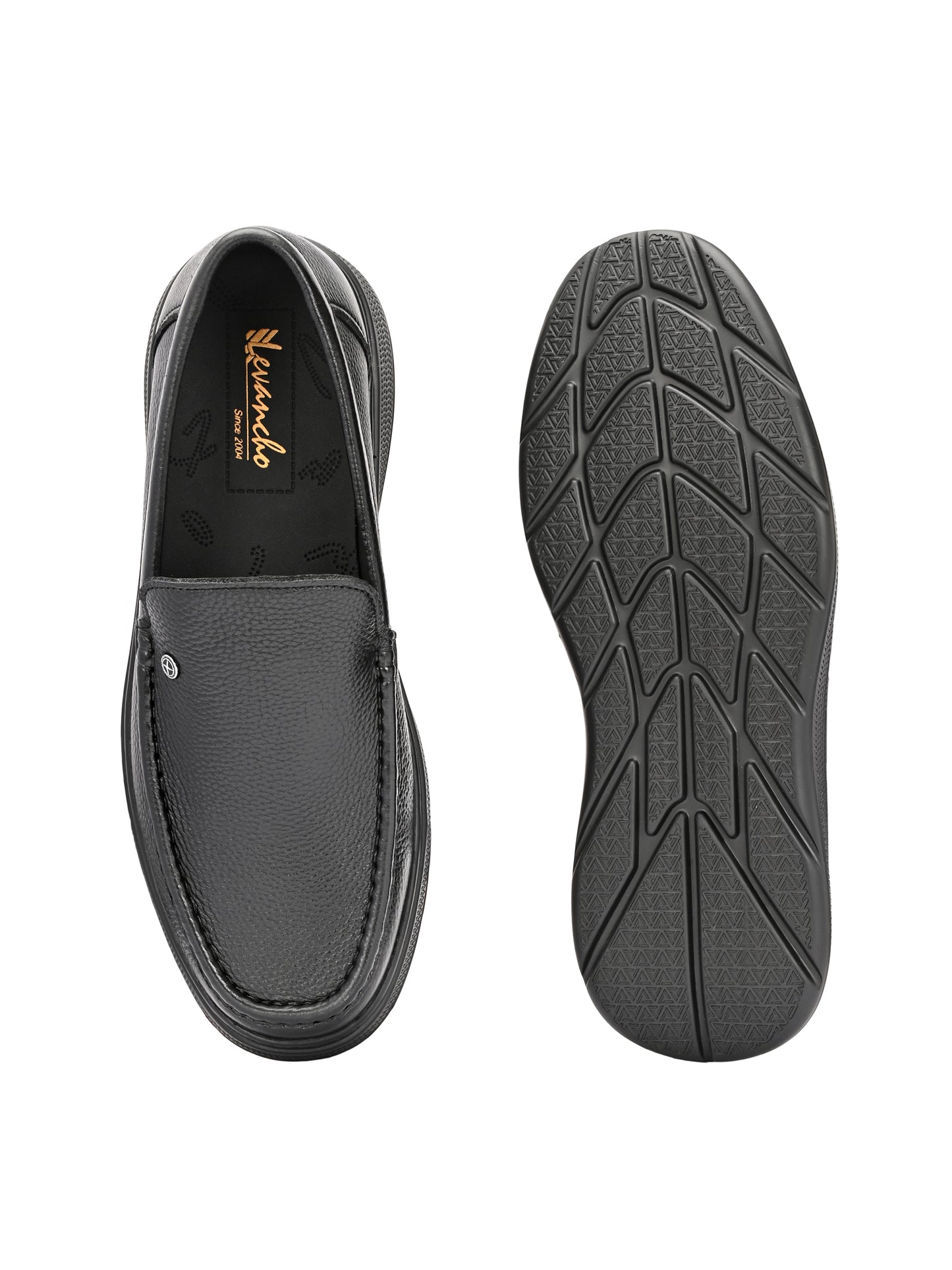 Levancho Premium Leather Black Comfort Shoes for Men's