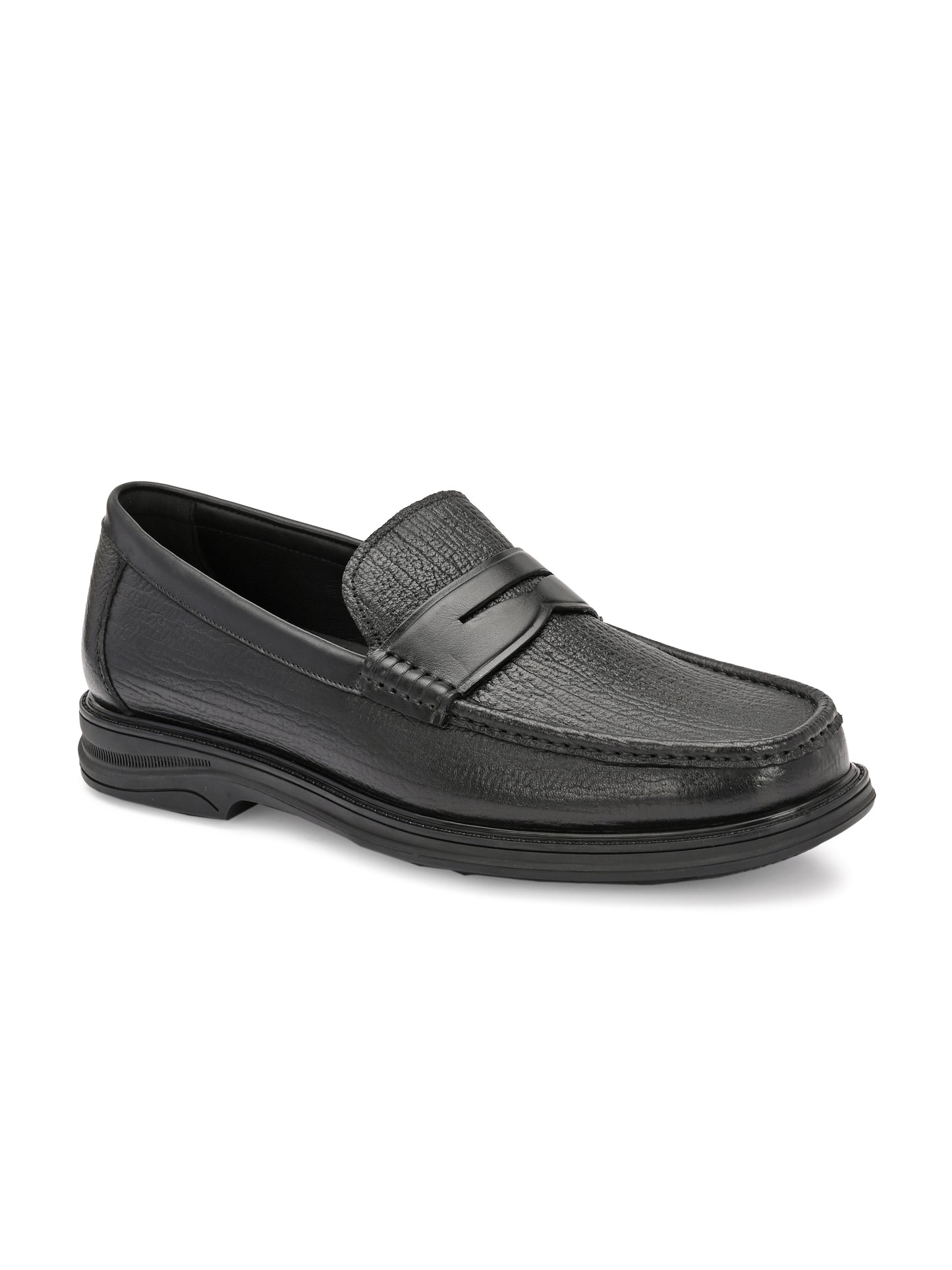 Levancho Premium Leather Black Comfort Shoes for Men's