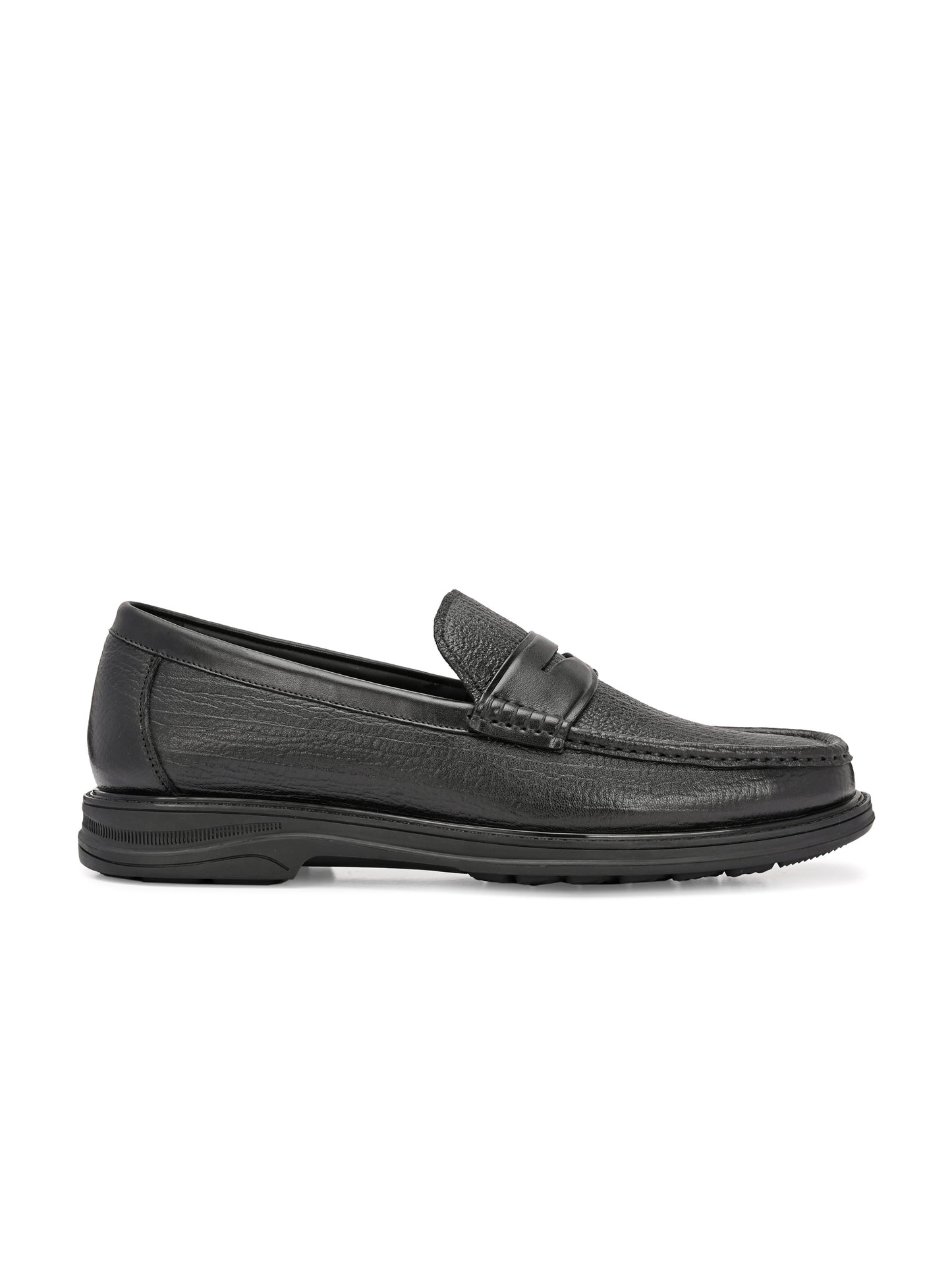 Levancho Premium Leather Black Comfort Shoes for Men's