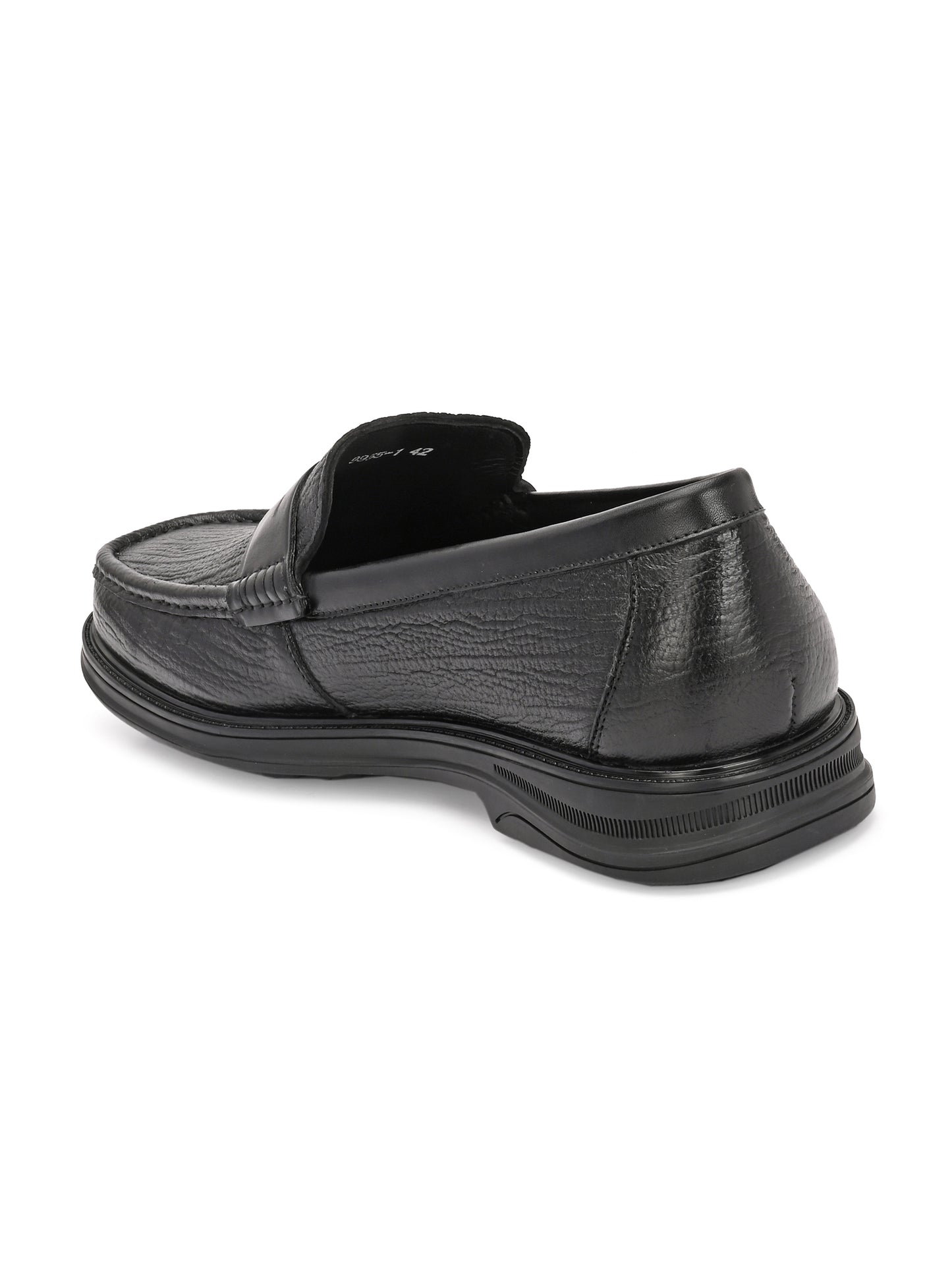 Levancho Premium Leather Black Comfort Shoes for Men's