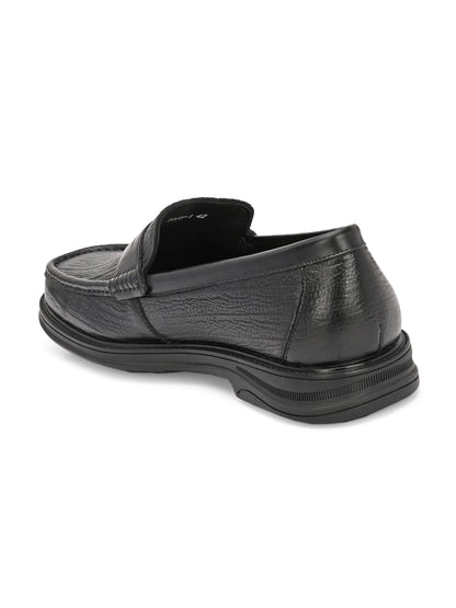 Levancho Premium Leather Black Comfort Shoes for Men's