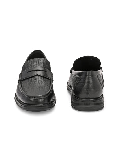 Levancho Premium Leather Black Comfort Shoes for Men's