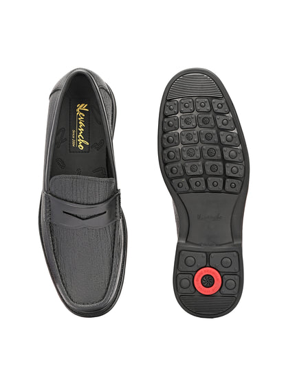 Levancho Premium Leather Black Comfort Shoes for Men's