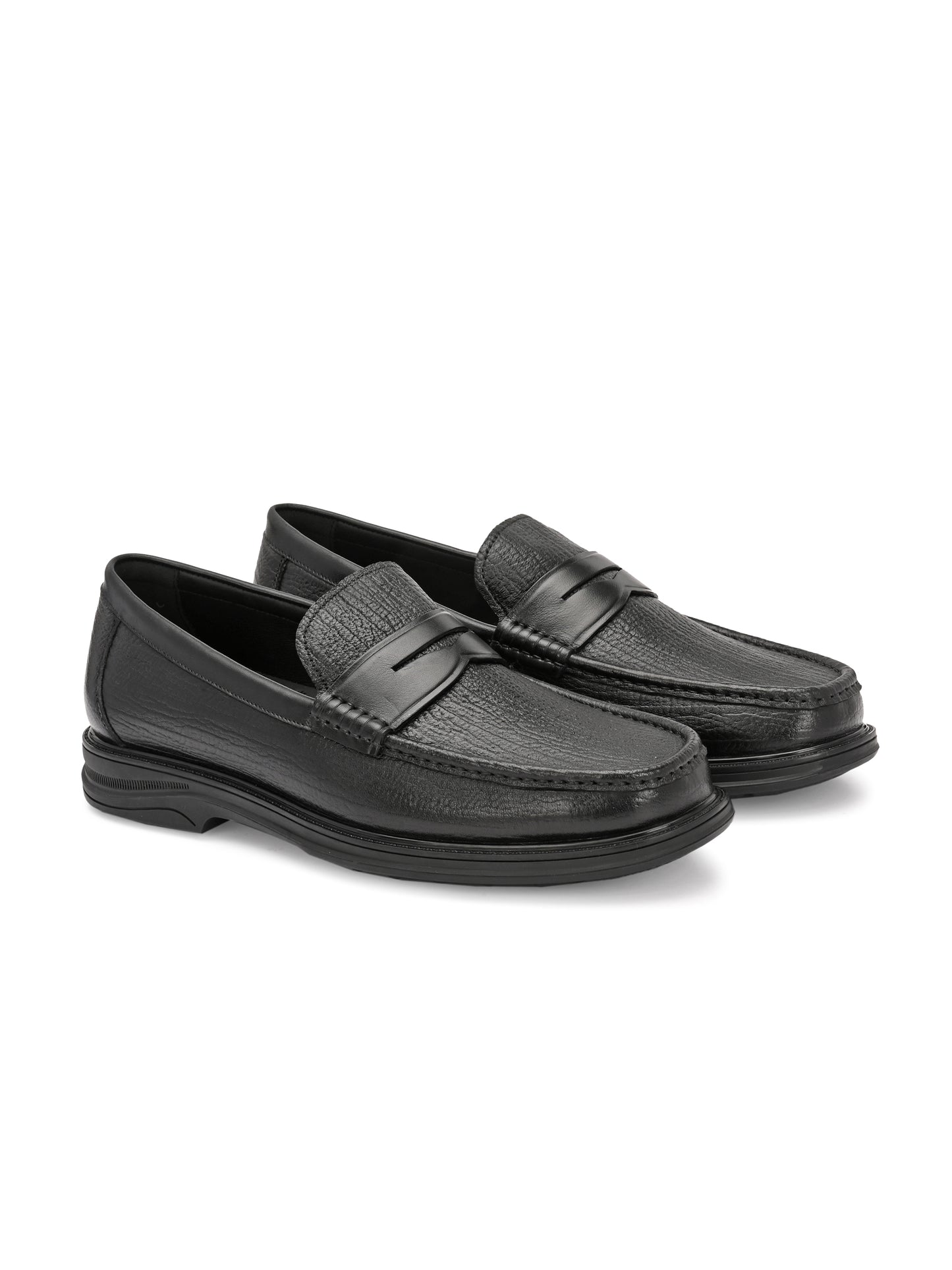 Levancho Premium Leather Black Comfort Shoes for Men's