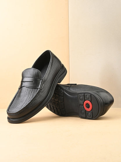 Levancho Premium Leather Black Comfort Shoes for Men's
