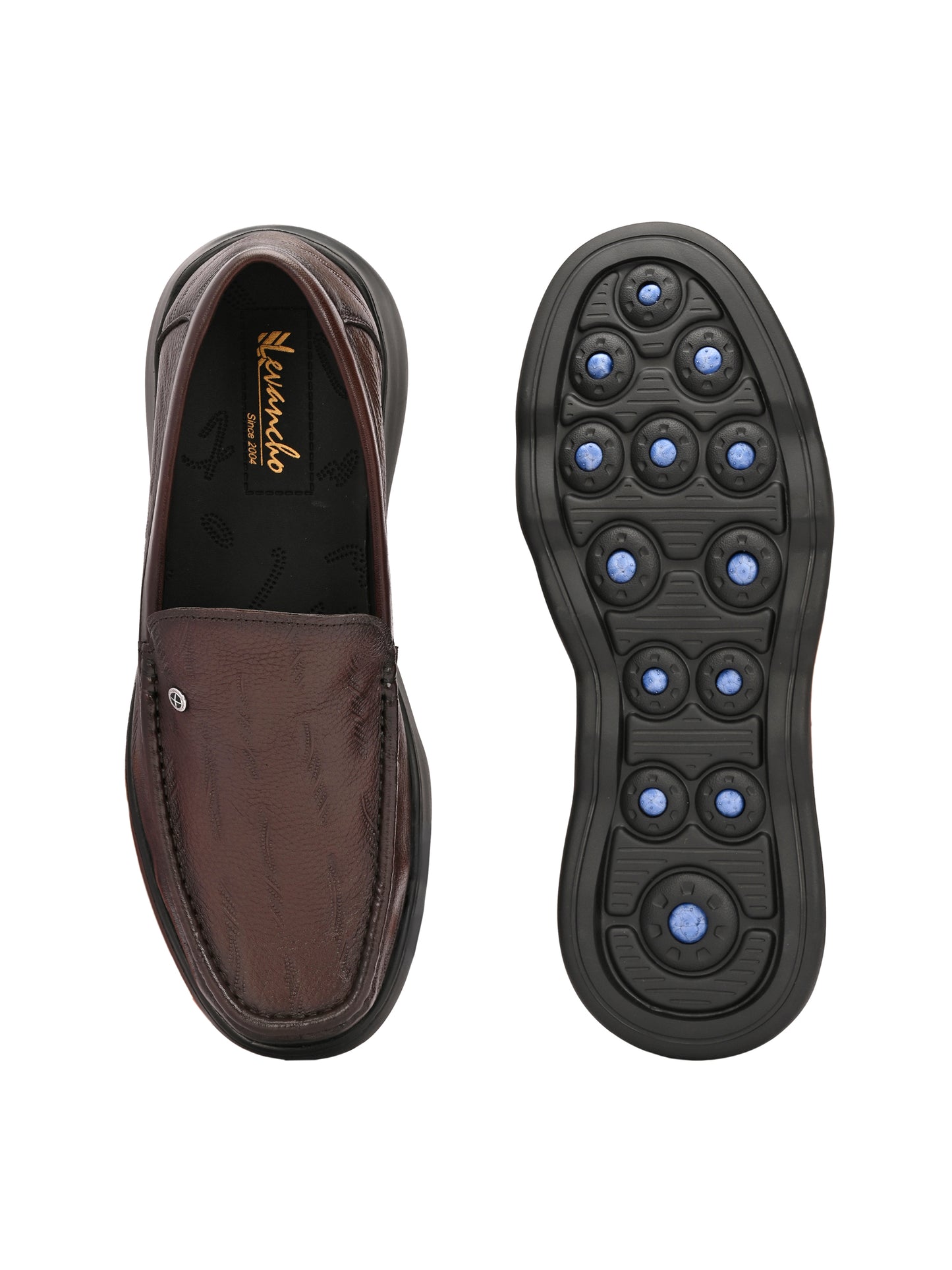 Levancho Premium Leather Black Comfort Shoes for Men's