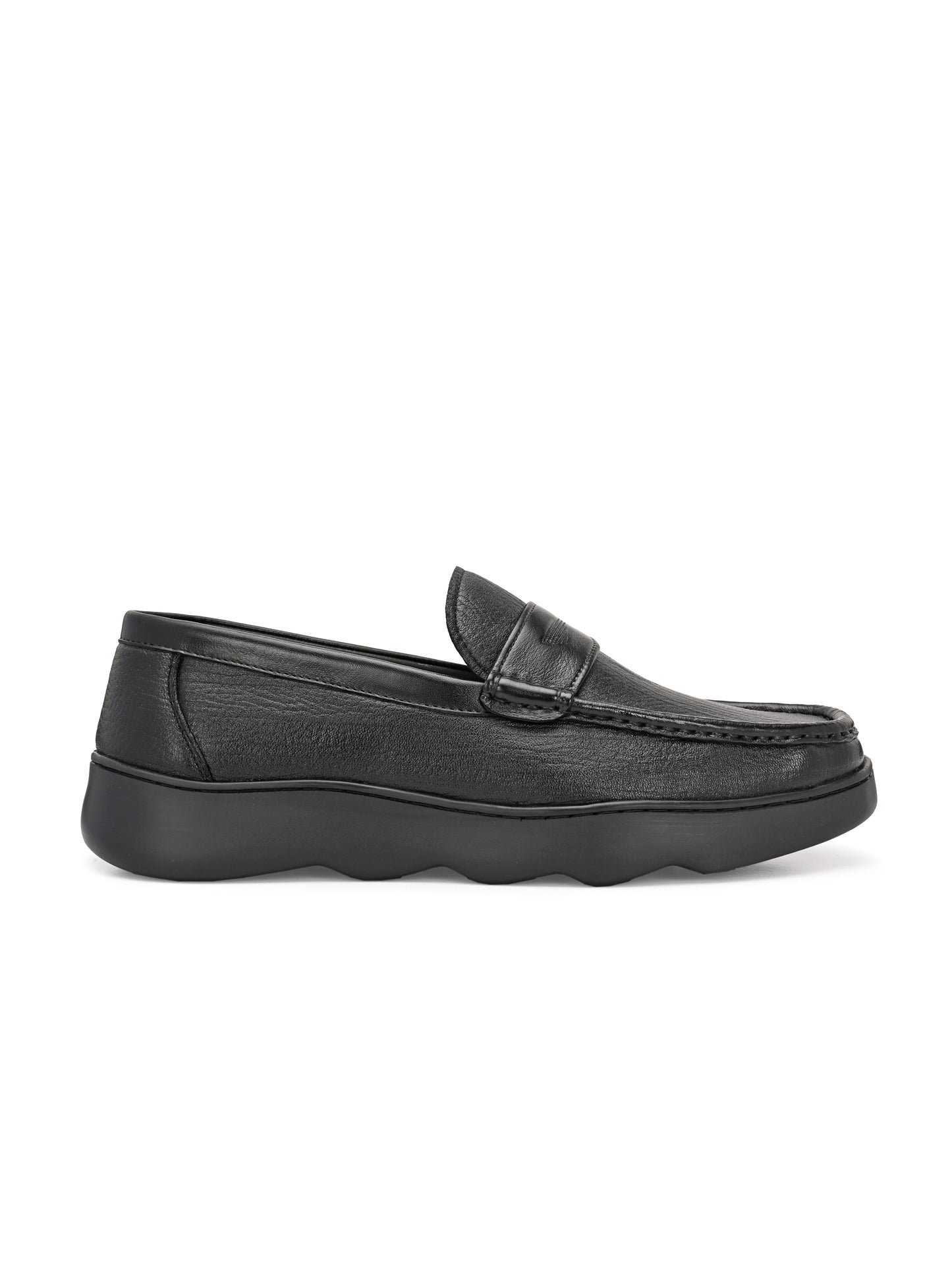 Levancho Premium Leather Black Comfort Shoes for Men's