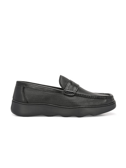 Levancho Premium Leather Black Comfort Shoes for Men's
