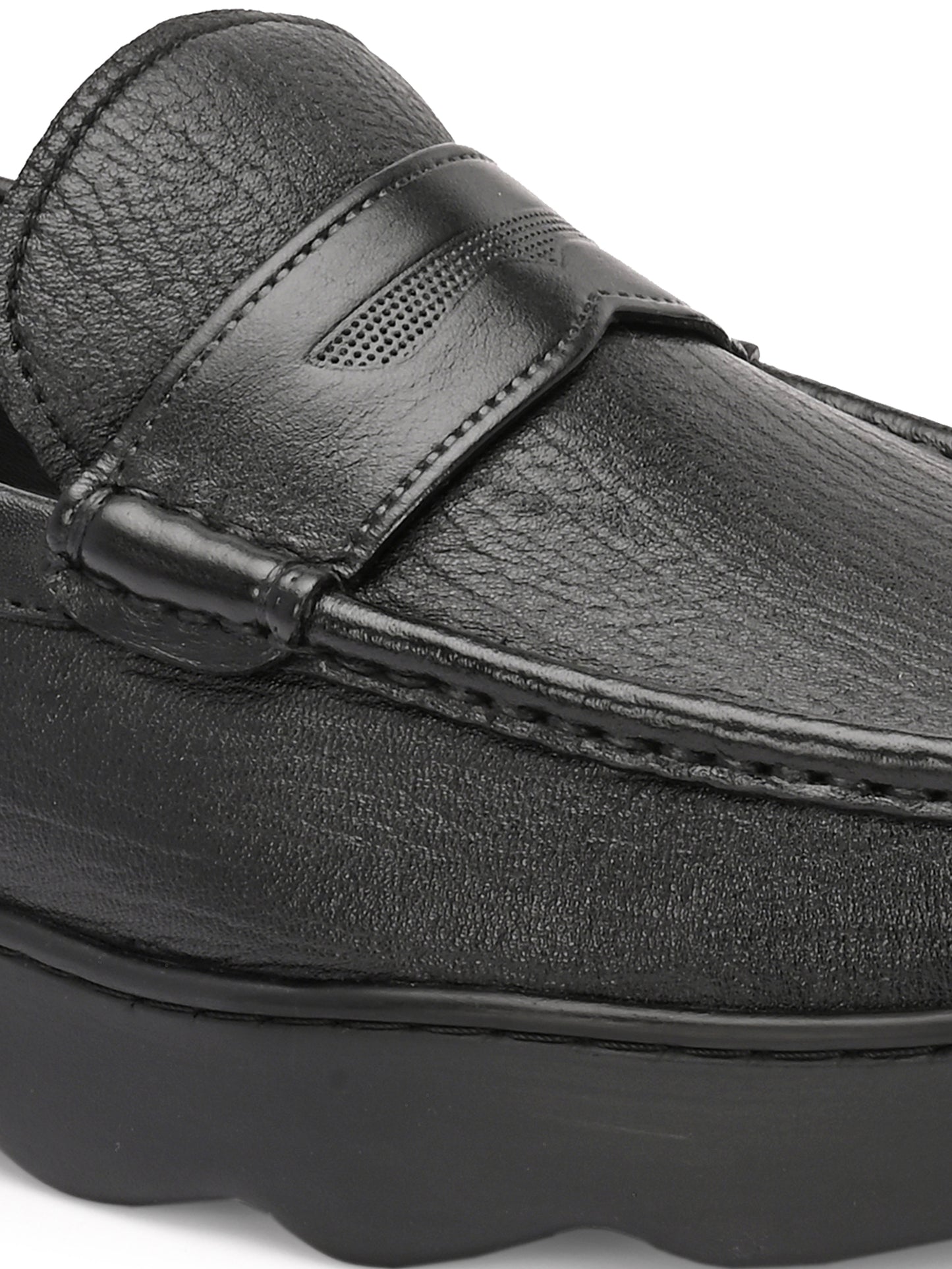 Levancho Premium Leather Black Comfort Shoes for Men's