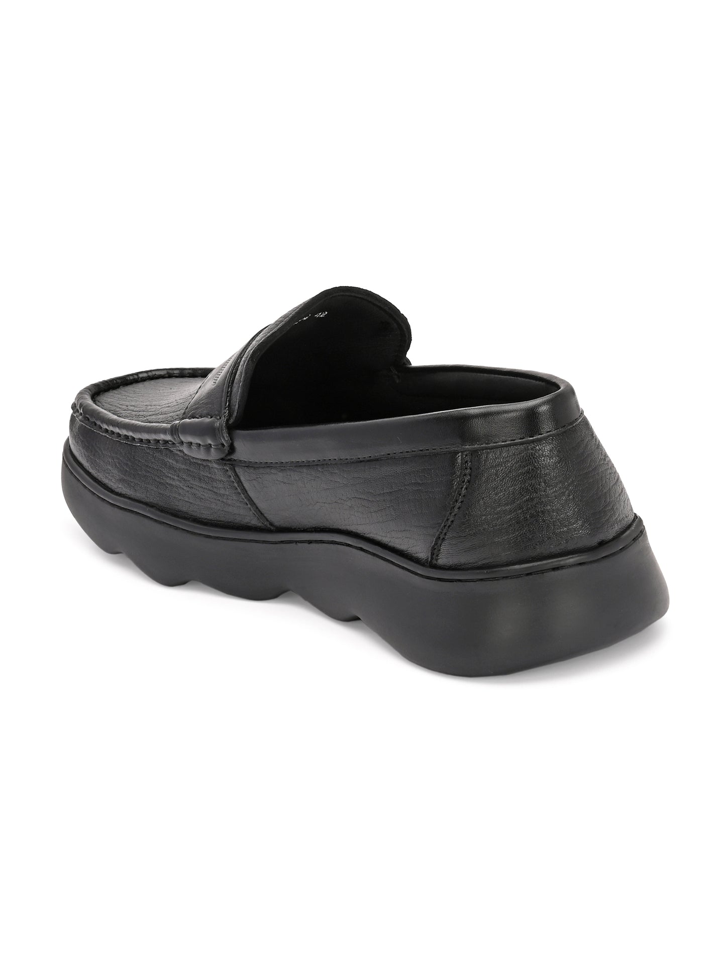 Levancho Premium Leather Black Comfort Shoes for Men's