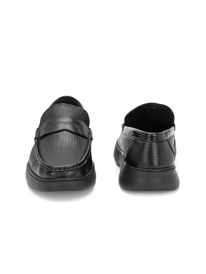 Levancho Premium Leather Black Comfort Shoes for Men's