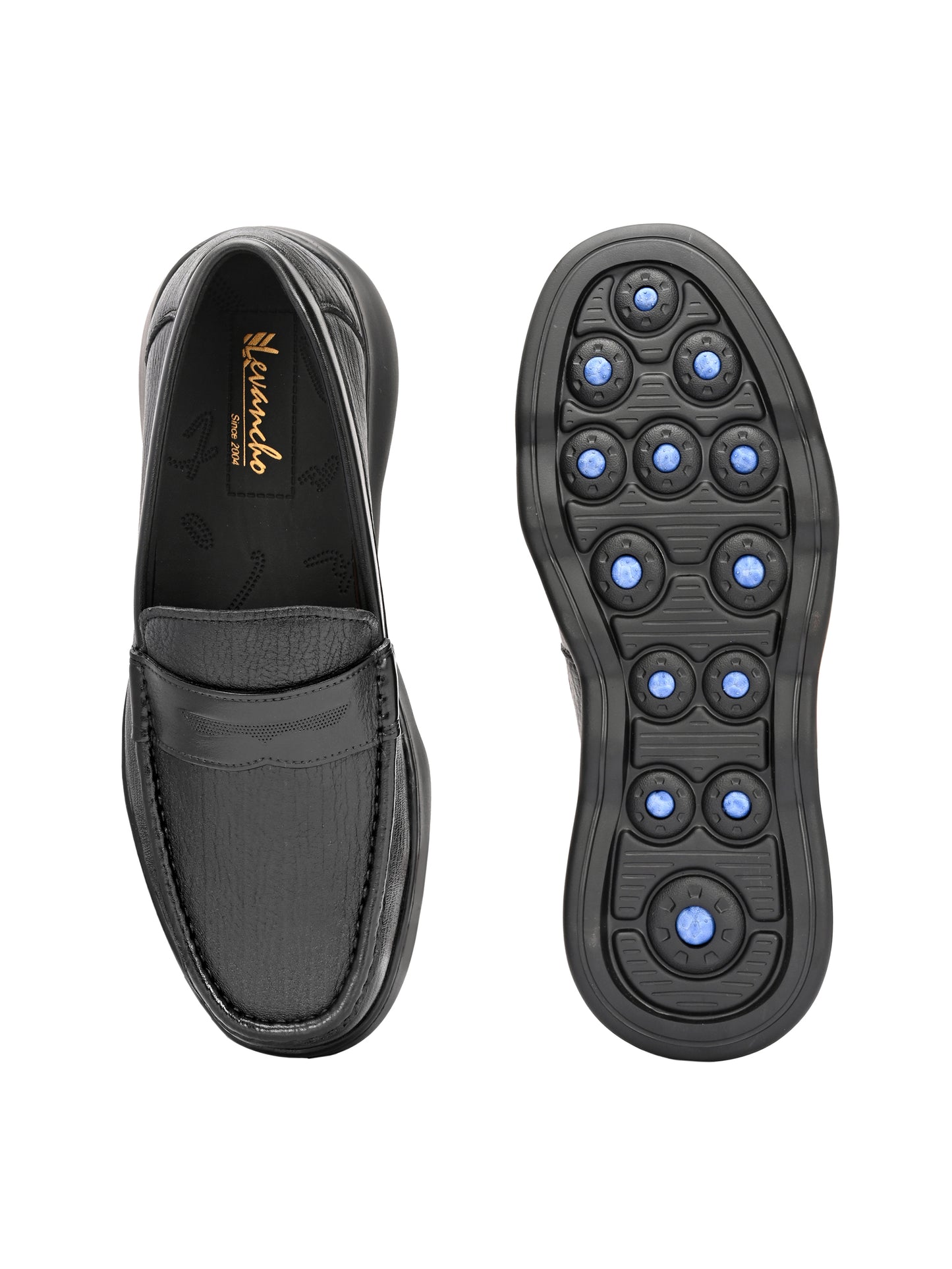 Levancho Premium Leather Black Comfort Shoes for Men's