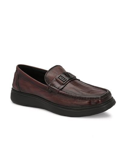 Levancho Premium Leather Brown Comfort Shoes for Men's