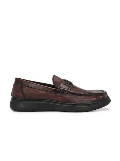 Levancho Premium Leather Brown Comfort Shoes for Men's
