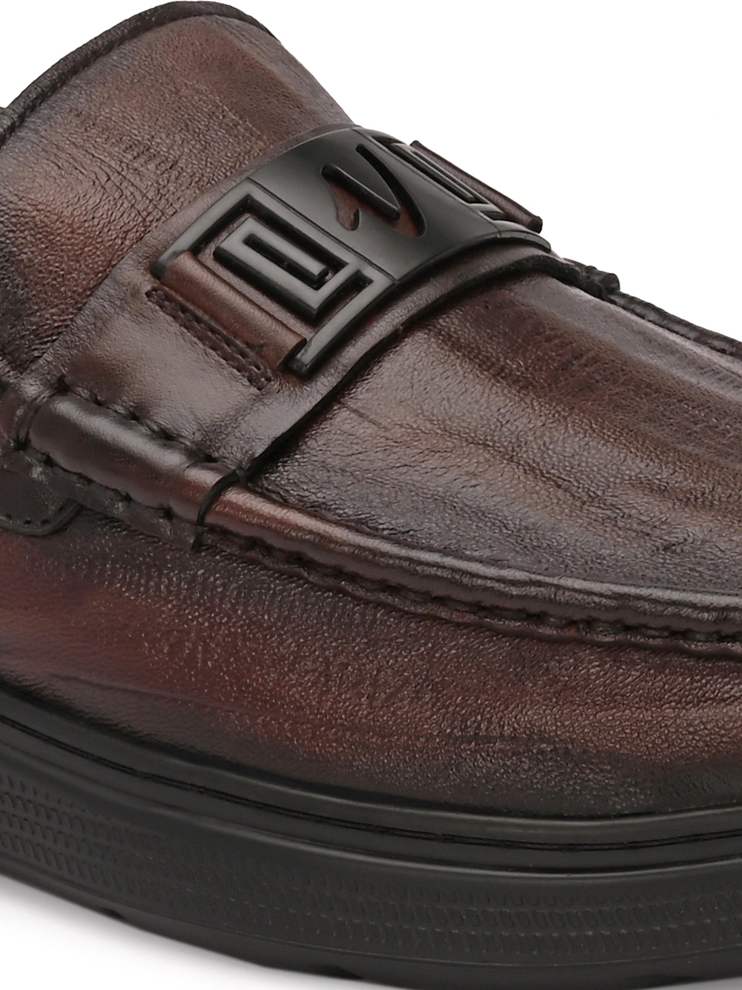 Levancho Premium Leather Brown Comfort Shoes for Men's