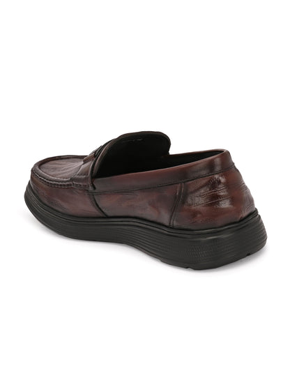 Levancho Premium Leather Brown Comfort Shoes for Men's