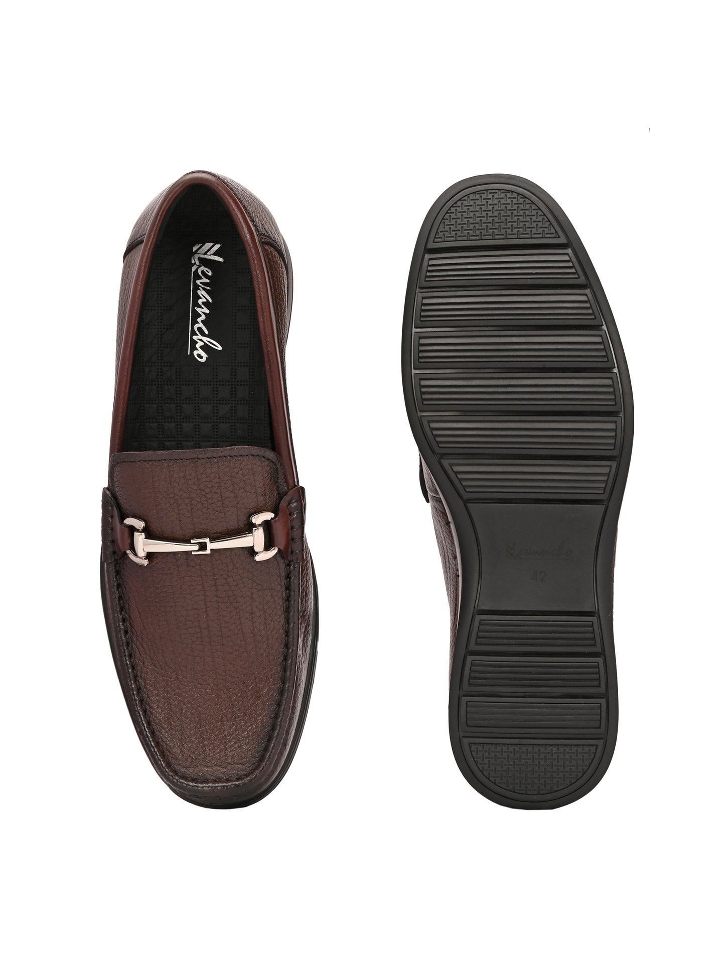 Levancho Premium Leather Brown Comfort Shoes for Men's
