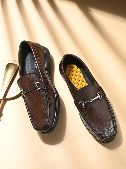 Levancho Premium Leather Brown Comfort Shoes for Men's