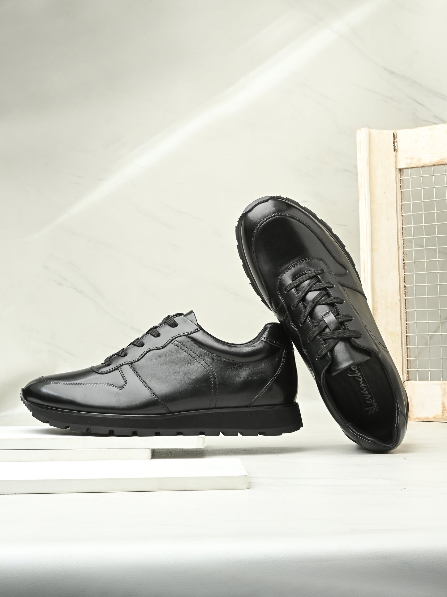 Levancho Premium Leather Casual Shoes for Men's