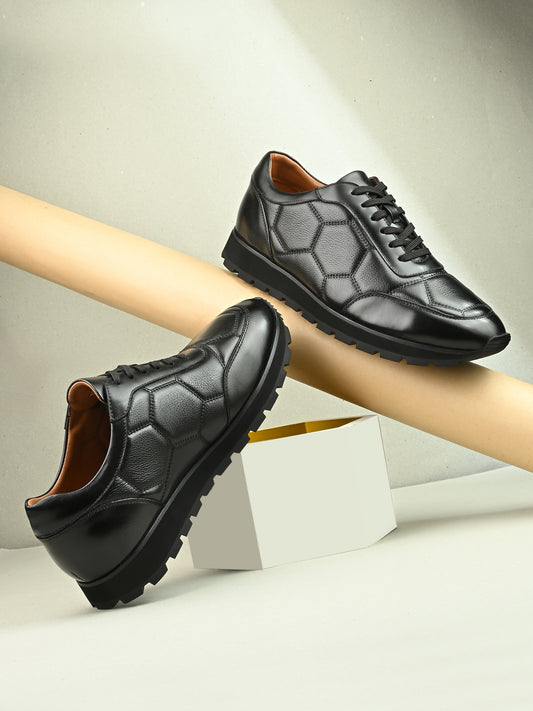 Levancho Premium Leather Casual Shoes for Men's