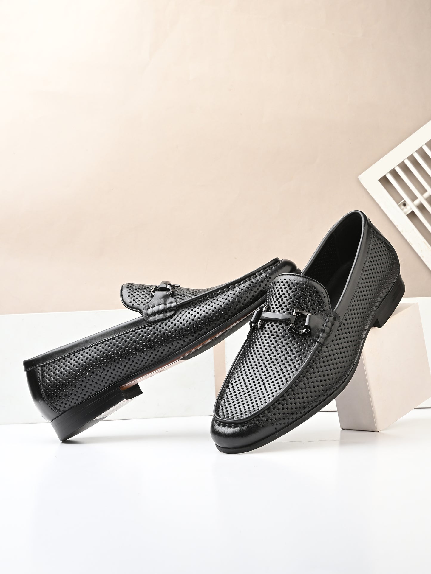 Levancho Premium Black Leather Formal Shoes for Men's